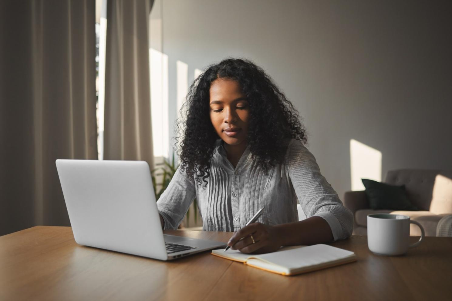 Financial analysis workspace with documents and technology